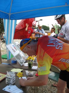 The tent next to the metal Cy sculpture welded by my father, Deane Gunderson (next to Cy in the light blue shirt).  (Click photo to enlarge.)